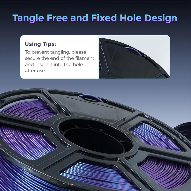 FLASHFORGE PLA Filament 1.75mm +/- 0.02mm Upgraded Nebula Purple, Color Changeable 3D Printer Filament 1kg, Chameleon 3D Printing Filament Changing Colors with Light, Perfectly Conceals Layer Lines - Image 5